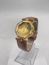 Croton swiss quartz 23kt gold plated watch w/ .999 gold Credit Suisse 1g ingot face