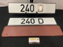 Pair of Vintage License Plates, Possibly German, 240 D