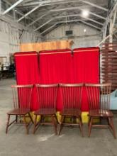4 pcs Vintage Matching Ethan Allen Country Colors Fan Back Farmhouse Inspired Chairs. See pics.