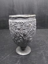 Vintage Metal Water Goblet with High Relief Details