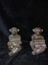 Paris Decorative Cast Bronze Monkey Bookends