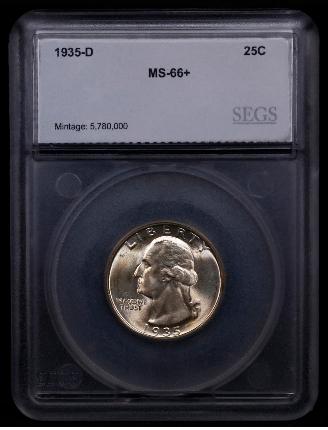 ***Auction Highlight*** 1935-d Washington Quarter 25c Graded ms66+ BY SEGS (fc)
