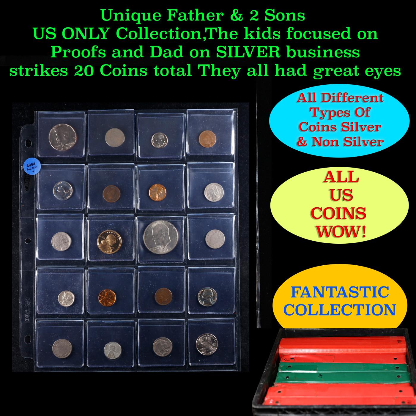 Unique Father & 2 Sons US ONLY Collection,The kids focused on Proofs and Dad on SILVER business stri