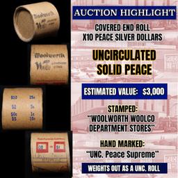 Must See! Covered End Roll! Marked "Unc Peace Supreme"! X10 Coins Inside! (FC)