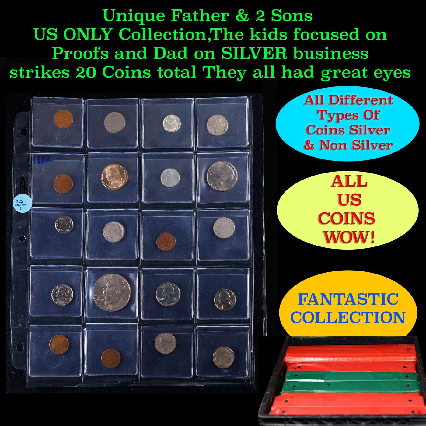 Unique Father & 2 Sons US ONLY Collection,The kids focused on Proofs and Dad on SILVER business stri