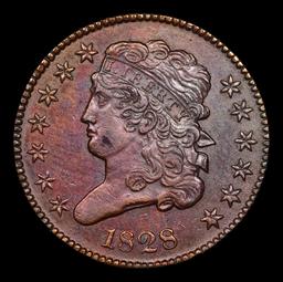 1828 13 Stars Classic Head half cent C-1 1/2c Grades Select Unc BN