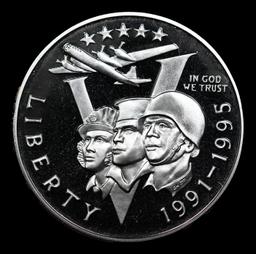 Proof 1991-1995-w WWII Modern Commem Half Dollar 50c Grades GEM++ Proof Deep Cameo