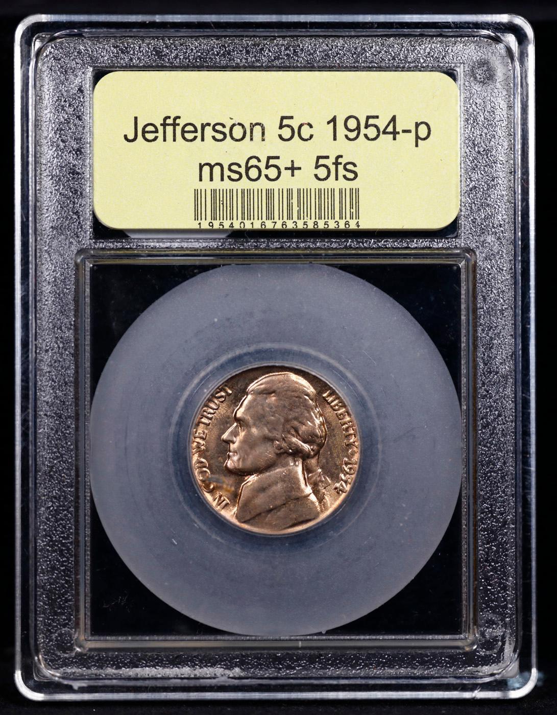 ***Auction Highlight*** 1954-p Jefferson Nickel Near TOP POP! 5c Graded GEM+ 5fs By USCG (fc)