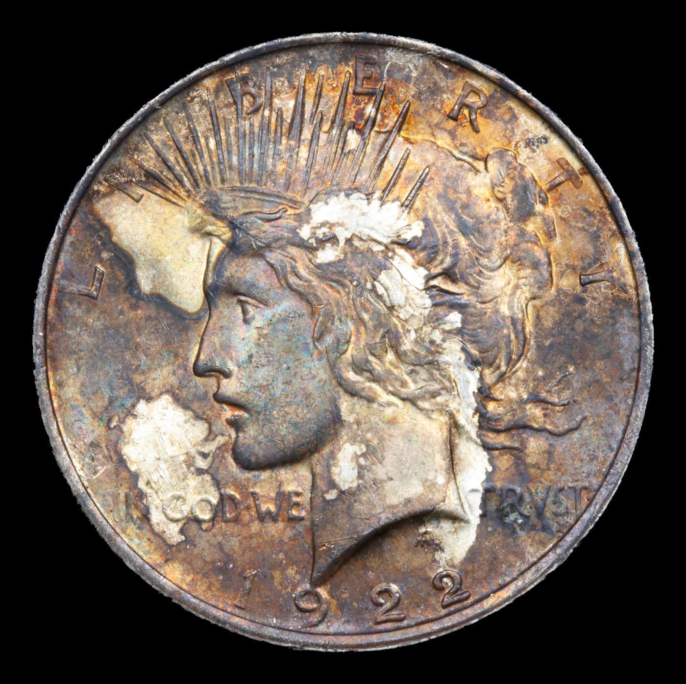 1922-p Peace Dollar Colorfully Toned 1 Grades Choice+ Unc