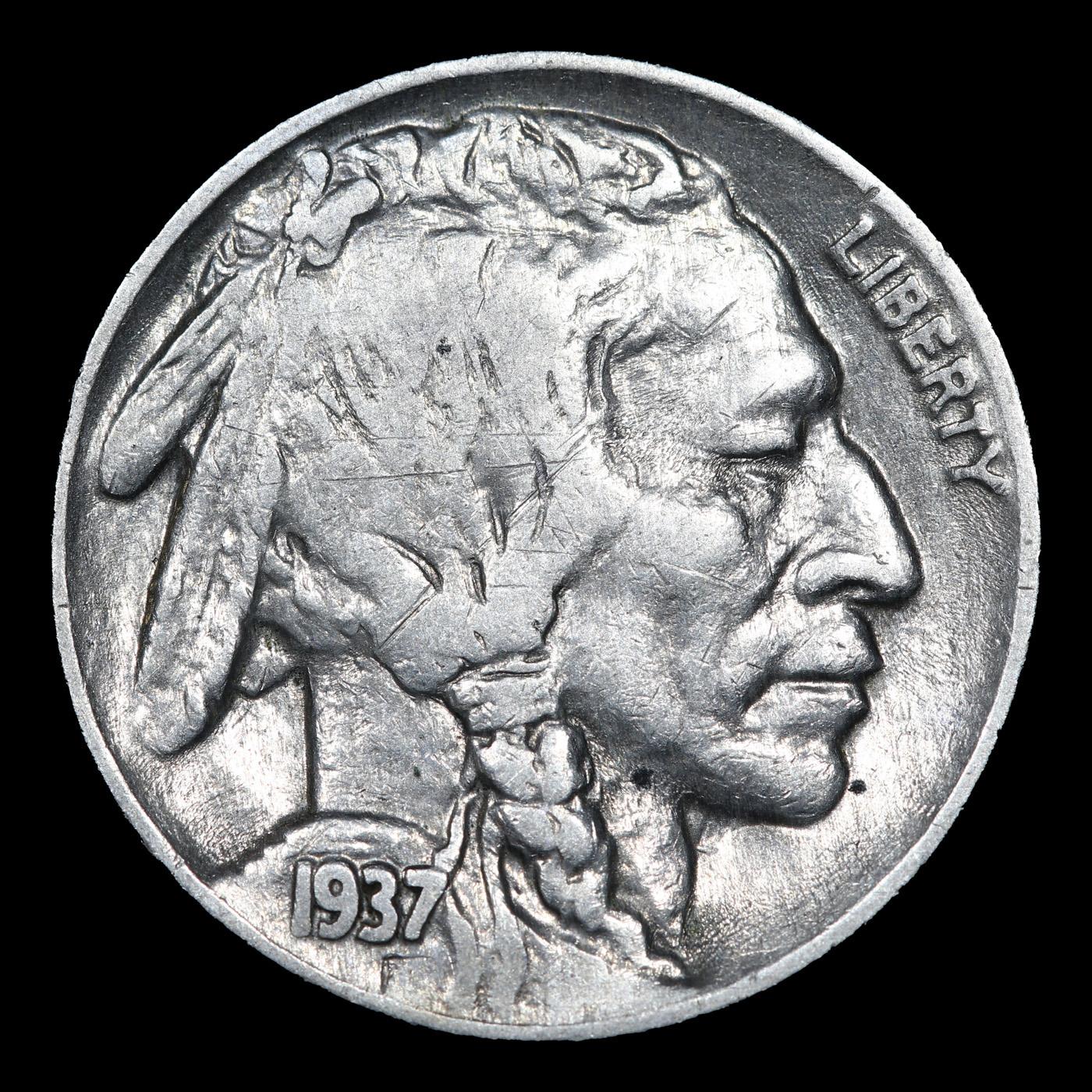1937-p Buffalo Nickel 5c Grades vf++