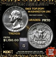 Proof ***Auction Highlight*** 1964 Washington Quarter TOP POP! 25c Graded pr70 BY SEGS (fc)