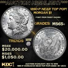 ***Auction Highlight*** 1890-p Morgan Dollar Near Top Pop! $1 Graded GEM+ Unc BY USCG (fc)