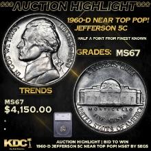 ***Auction Highlight*** 1960-d Jefferson Nickel Near Top Pop! 5c Graded ms67 By SEGS (fc)