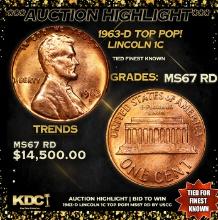 ***Auction Highlight*** 1963-d Lincoln Cent TOP POP! 1c Graded GEM++ Unc RD By USCG (fc)