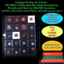 Unique Father & 2 Sons US ONLY Collection,The kids focused on Proofs and Dad on SILVER business stri