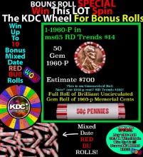 CRAZY Penny Wheel Buy THIS 1960-p solid Red BU Lincoln 1c roll & get 1-10 BU Red rolls FREE WOW