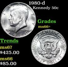 1980-d Kennedy Half Dollar 50c Grades GEM++ Unc