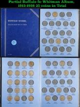 Partial Buffalo 5c Whitman Album, 1913-1938 25 coins in Total