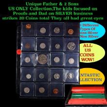 Unique Father & 2 Sons US ONLY Collection,The kids focused on Proofs and Dad on SILVER business stri