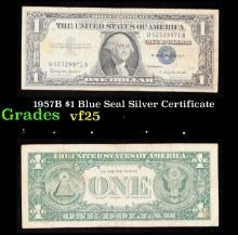 1957B $1 Blue Seal Silver Certificate Grades vf+