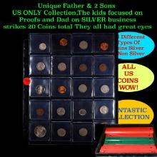 Unique Father & 2 Sons US ONLY Collection,The kids focused on Proofs and Dad on SILVER business stri