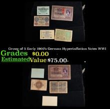 Group of 5 Early 1900's German Hyperinflation Notes WWI