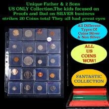 Unique Father & 2 Sons US ONLY Collection,The kids focused on Proofs and Dad on SILVER business stri