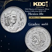 1950 Mexico 50 Centavos Silver Santos Collection KM# 449 Grades Choice AU