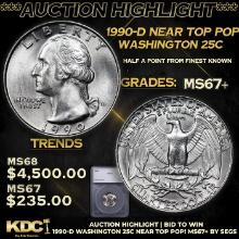 ***Auction Highlight*** 1990-d Washington Quarter Near Top Pop! 25c Graded ms67+ By SEGS (fc)