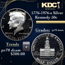 Proof 1776-1976-s Silver Kennedy Half Dollar 50c Graded pr70 dcam BY SEGS