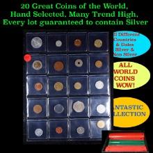 20 Great Coins of the World, hand selected, many trend high, every lot guaranteed to contain Silver.