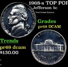 Proof 1968-s Jefferson Nickel TOP POP! 5c Graded pr69 DCAM By SEGS