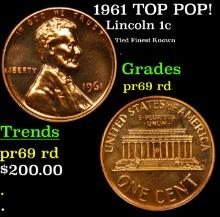Proof 1961 Lincoln Cent TOP POP! 1c Graded pr69 rd BY SEGS