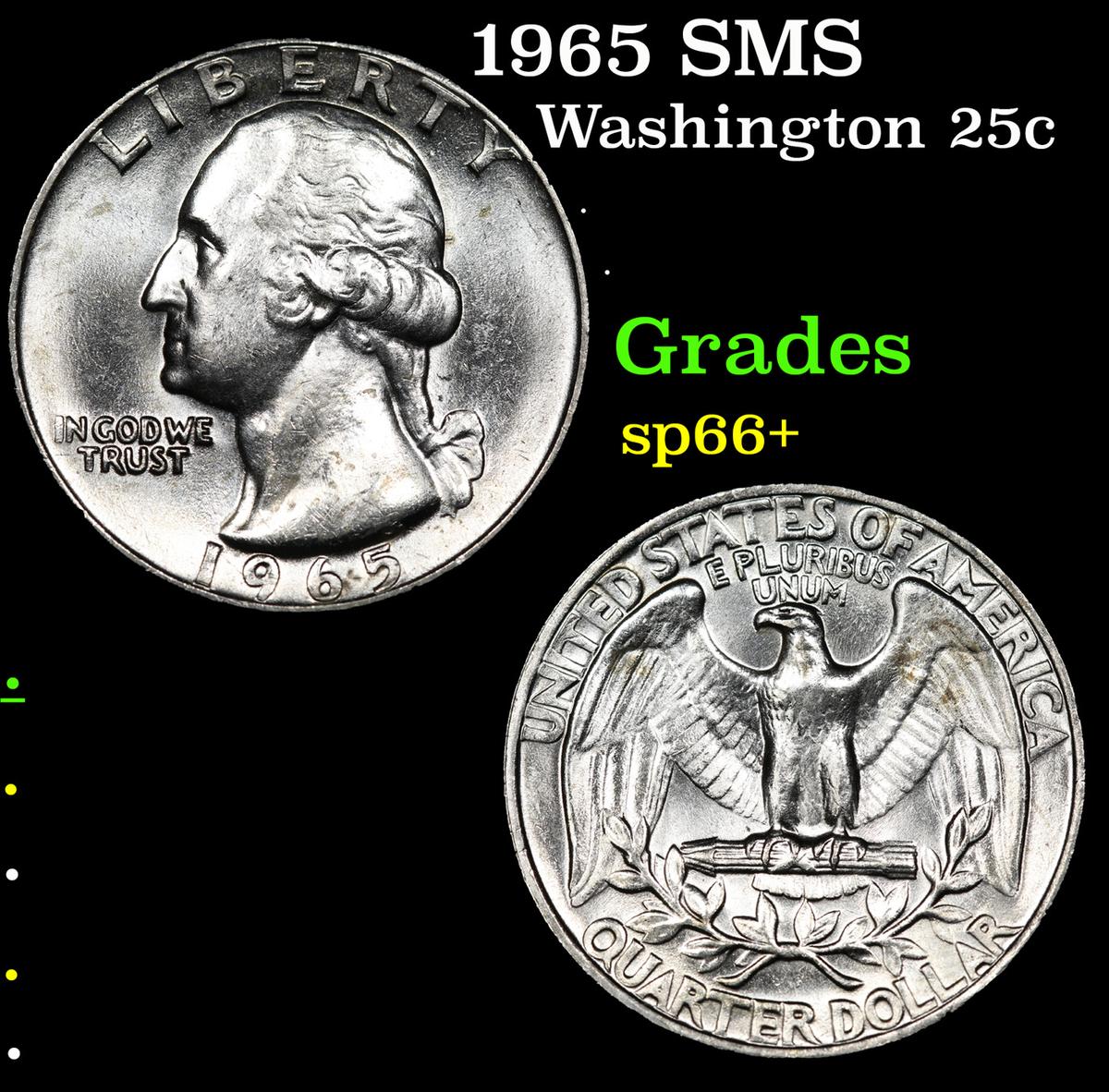 1965 SMS Washington Quarter 25c Grades sp66+