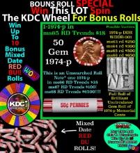INSANITY The CRAZY Penny Wheel 1000’s won so far, WIN this 1974-p BU RED roll get 1-10 FREE