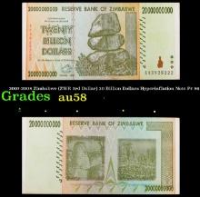 2007-2008 Zimbabwe (ZWR 3rd Dollar) 20 Billion Dollars Hyperinflation Note P# 86 Grades Choice AU/BU