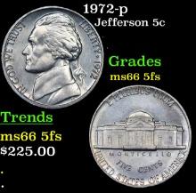 1972-p Jefferson Nickel 5c Grades GEM+ 5fs