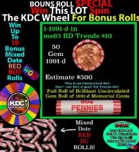 INSANITY The CRAZY Penny Wheel 1000s won so far, WIN this 1991-d BU RED roll get 1-10 FREE