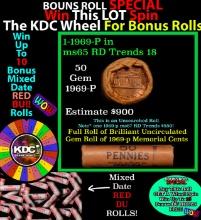INSANITY The CRAZY Penny Wheel 1000s won so far, WIN this 1969-p BU RED roll get 1-10 FREE