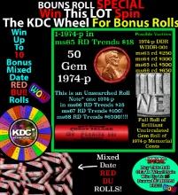 CRAZY Penny Wheel Buy THIS 1974-p solid Red BU Lincoln 1c roll & get 1-10 BU Red rolls FREE WOW