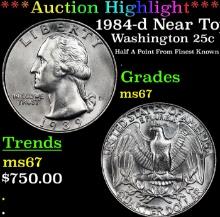 ***Auction Highlight*** 1984-d Washington Quarter Near Top Pop! 25c Graded ms67 BY SEGS (fc)