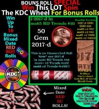 1-10 FREE BU RED Penny rolls with win of this 2017-d SOLID RED BU Lincoln 1c roll incredibly FUN whe