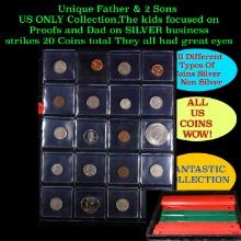 Unique Father & 2 Sons US ONLY Collection,The kids focused on Proofs and Dad on SILVER business stri