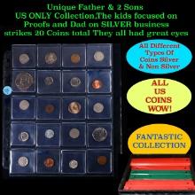 Unique Father & 2 Sons US ONLY Collection,The kids focused on Proofs and Dad on SILVER business stri