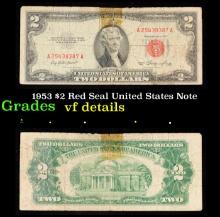 1953 $2 Red Seal United States Note Grades vf details