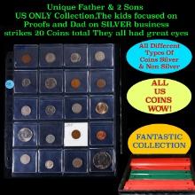 Unique Father & 2 Sons US ONLY Collection,The kids focused on Proofs and Dad on SILVER business stri