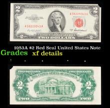 1953A $2 Red Seal United States Note Grades xf details