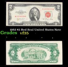 1953 $2 Red Seal United States Note Grades vf++