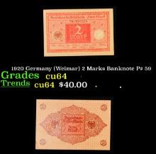 1920 Germany (Weimar) 2 Marks Banknote P# 59 Grades Choice CU