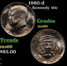 1980-d Kennedy Half Dollar 50c Grades GEM+ Unc